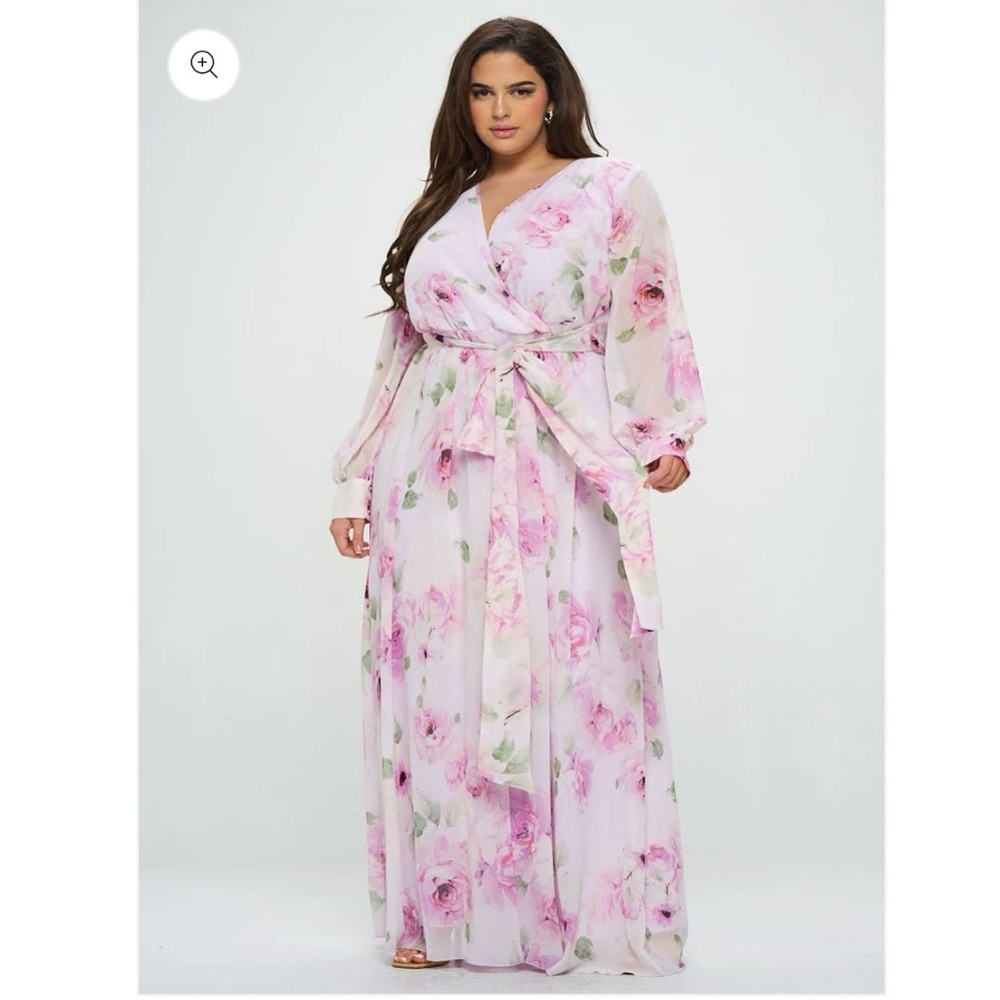 Plus Floral Lavender Maxi Dress